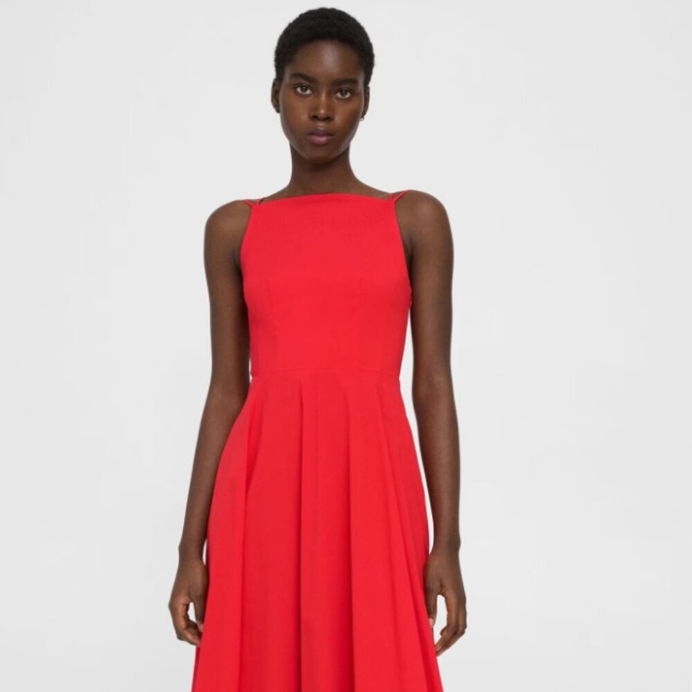 Theory Square Neck Dress in Good Cotton - Size 10